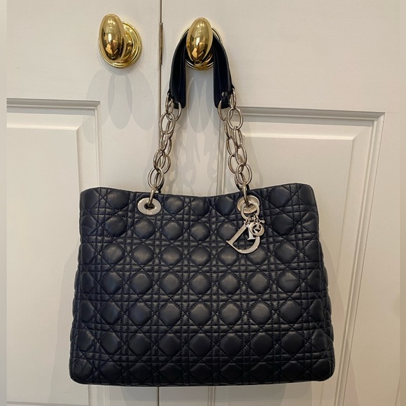 Dior Navy Cannage Soft Lady Dior Shopper Tote - Picture 1 of 13